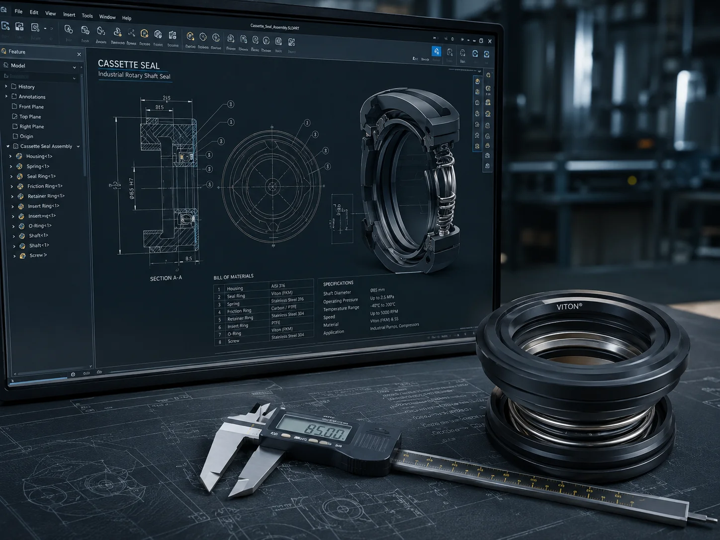 بومی‌سازی و ابزاردقیق کاسه‌نمدهای لبه‌دار صنایع سنگین (Rotary Shaft Seals)